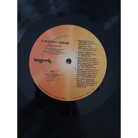 Amy Grant Straight Ahead 1984 LP Myrrh Records Orig Inner Lyrics VG+ Vinyl - Picture 6 of 8
